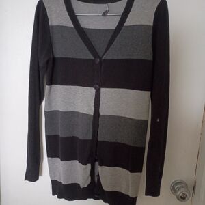 Striped Black and Gray Cardigan